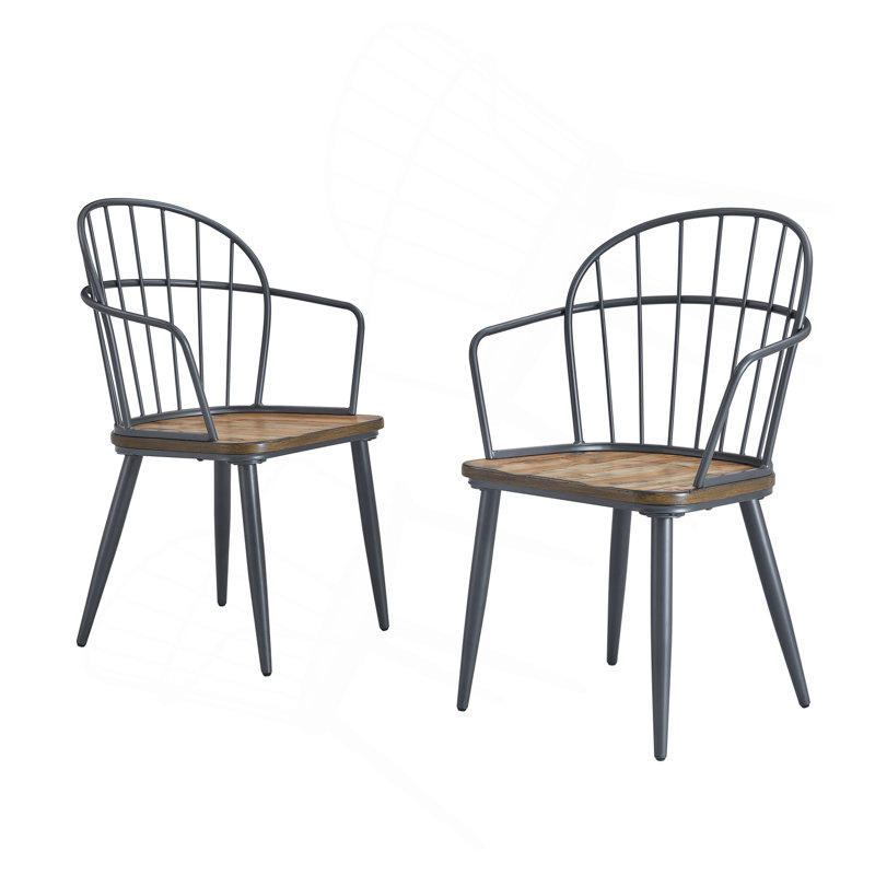 Chaise de salle à manger d'intérieur avec pieds en métal (ensemble de 2), bouleau clair