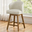 Tabouret de bar pivotant à 360 ° en forme de U avec base en bois d'hévéa massif, confort à ressorts, capacité de 350 lb-930555972