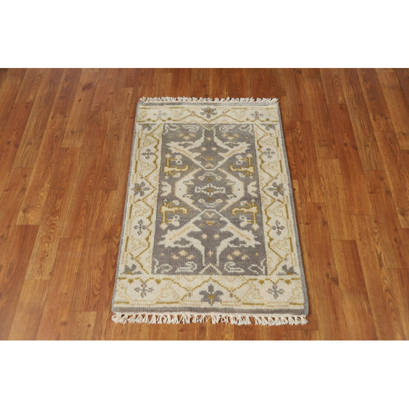 Tapis gris en laine gris Oushak 2x3