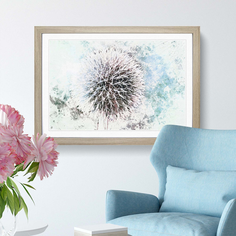 Globe Thistle - Picture Frame Painting Print, Oak Framed, 62cm H x 87cm W x 2cm D