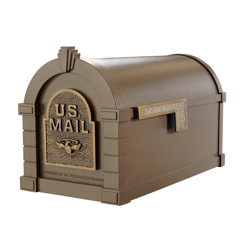 Bronze Aluminum Mailbox with Polished Brass Eagle Accent