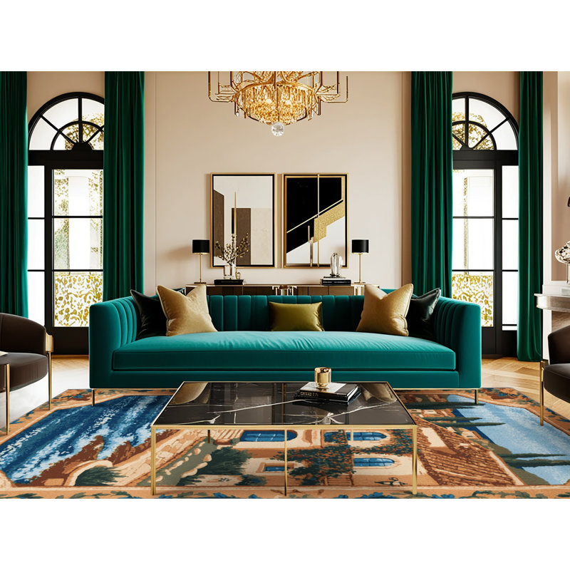  Tapis bord de mer lavable Villa, Tapis de couloir 2 pi x 4 pi
