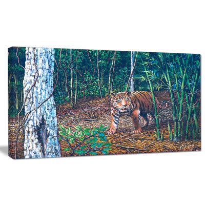 «Wandering Tiger in Forest», impression sur toile tendue