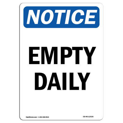 Empty Daily Aluminum Sign 12 x 18