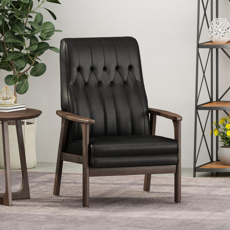 Chaise d'appoint rembourrée Mid-Century, Noir mat