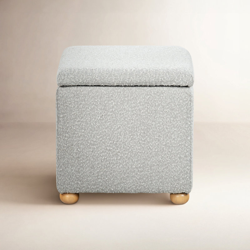 Becka Square Boucle Storage Ottoman, Gray Boucle