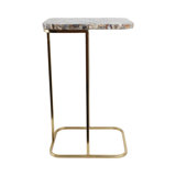 Sagebrook Home 24X15" Agate Top C-Table, White/Gold