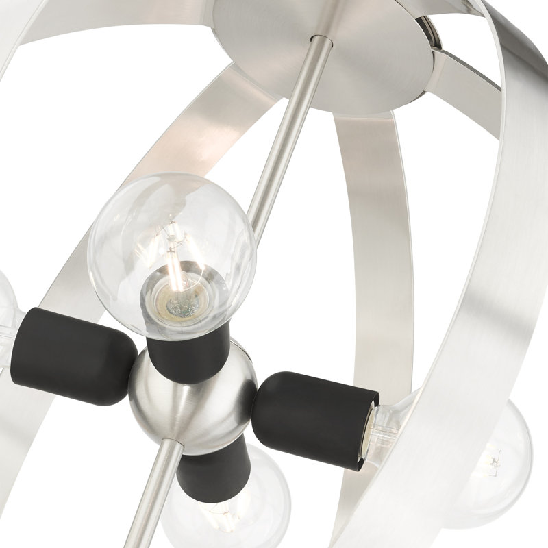 Maubray 4 - Light Dimmable Lantern Globe Chandelier, Brushed Nickel