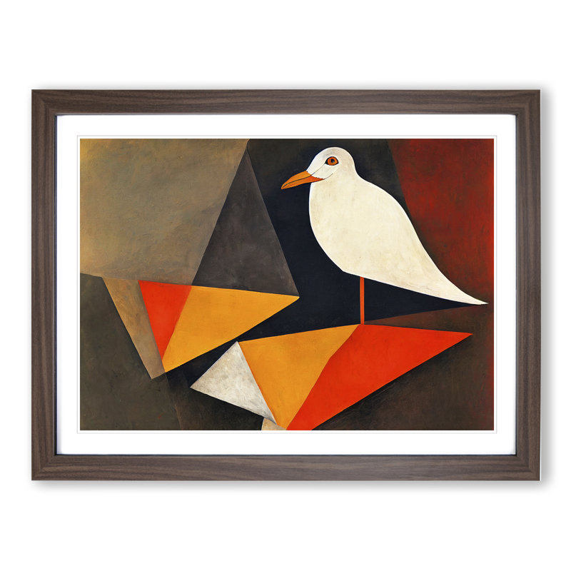 Seagull Abstract Vol.2 - Framed Print, 46cm H x 64cm W x 2cm D, Walnut 