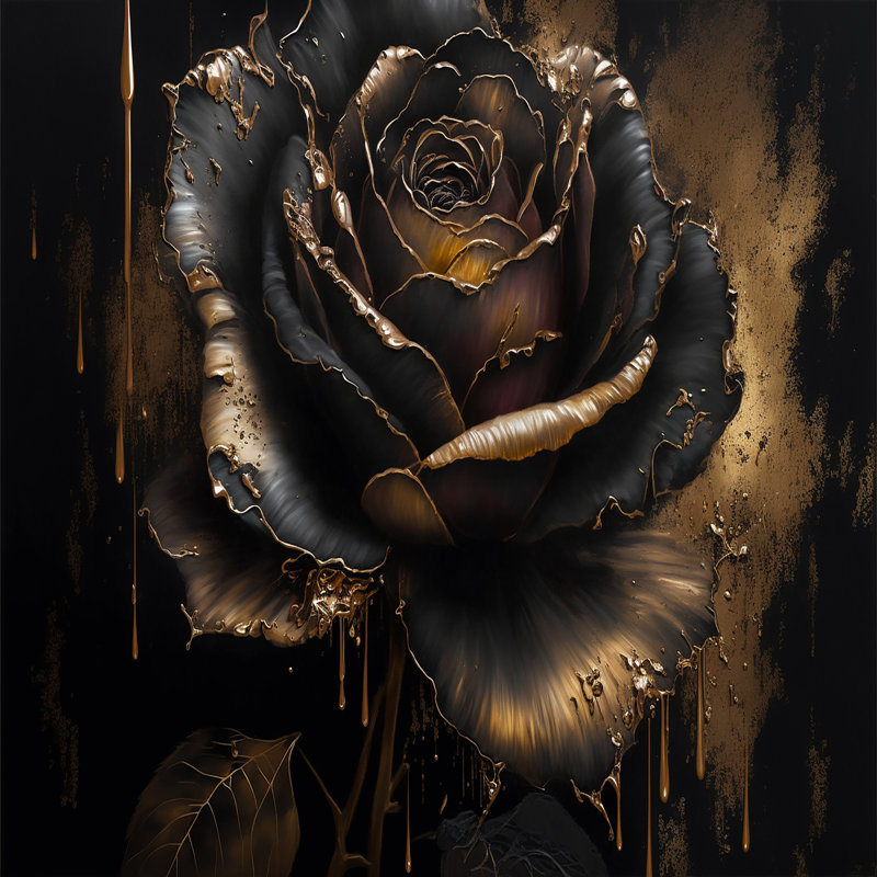 Noir et rose doré I - Art mural rose, Cadre flottant noir, H 12 po x l 20 po x P 1 po