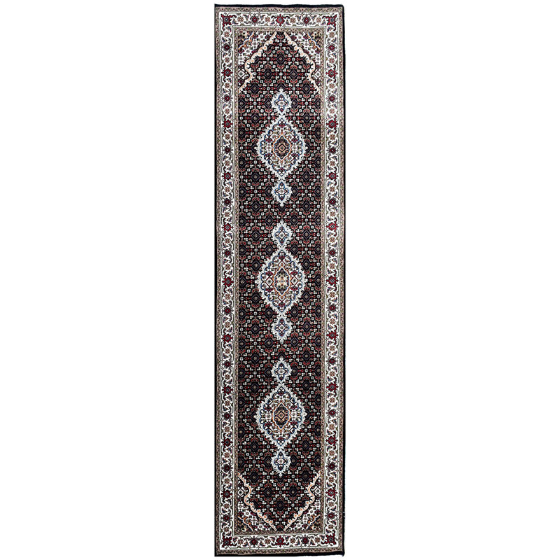 Wool Oriental Area Rug in Ivory, Runner 2'6" x 10