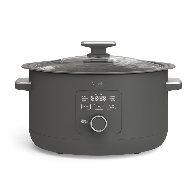 Martha Stewart 8 Quart Slow Cooker, Ceramic Nonstick, Caviar, Caviar