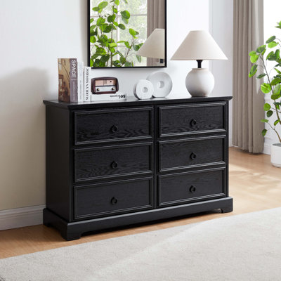 Modern Farmhouse 6-Drawer Chest of Drawers for Bedroom, Wooden Bedroom Drawer Dresser with 6 Storage Drawers,6 Drawer Dresser Chests for Bedroom by Breakwater Bay