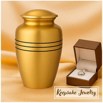 Urne funéraire or et noir pour cendres humaines, grande urne commémorative pour hommes et femmes adultes