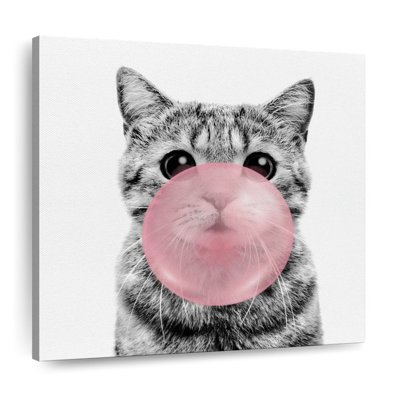 Kitty Bubble Gum - impression sur toile tendue, H 10 po x l 10 po x P 1,25 po
