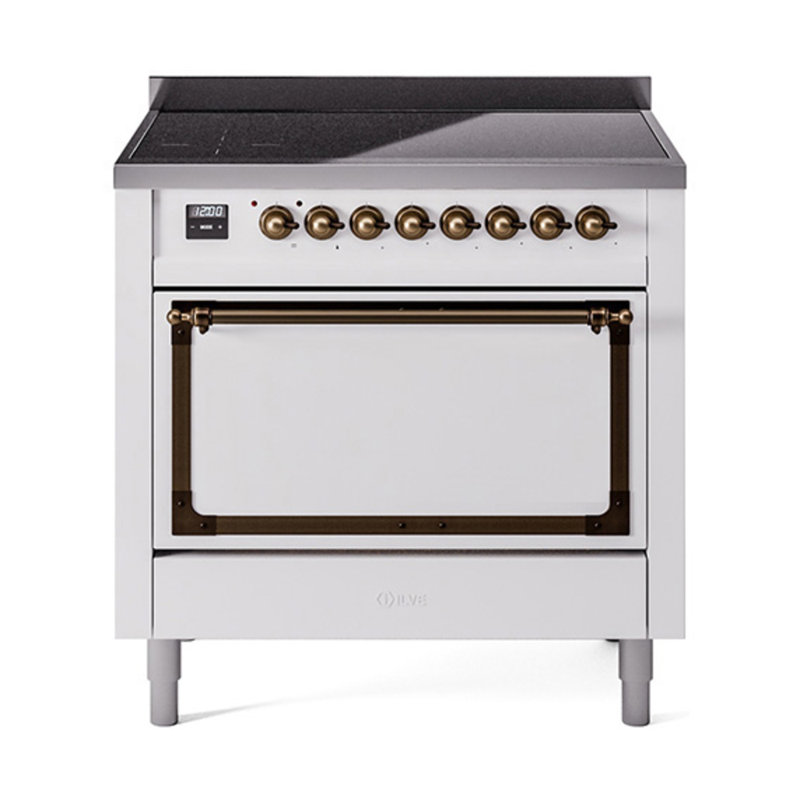 ILVE Nostalgie II Noblesse 36 in Induction Range, White/Bronze