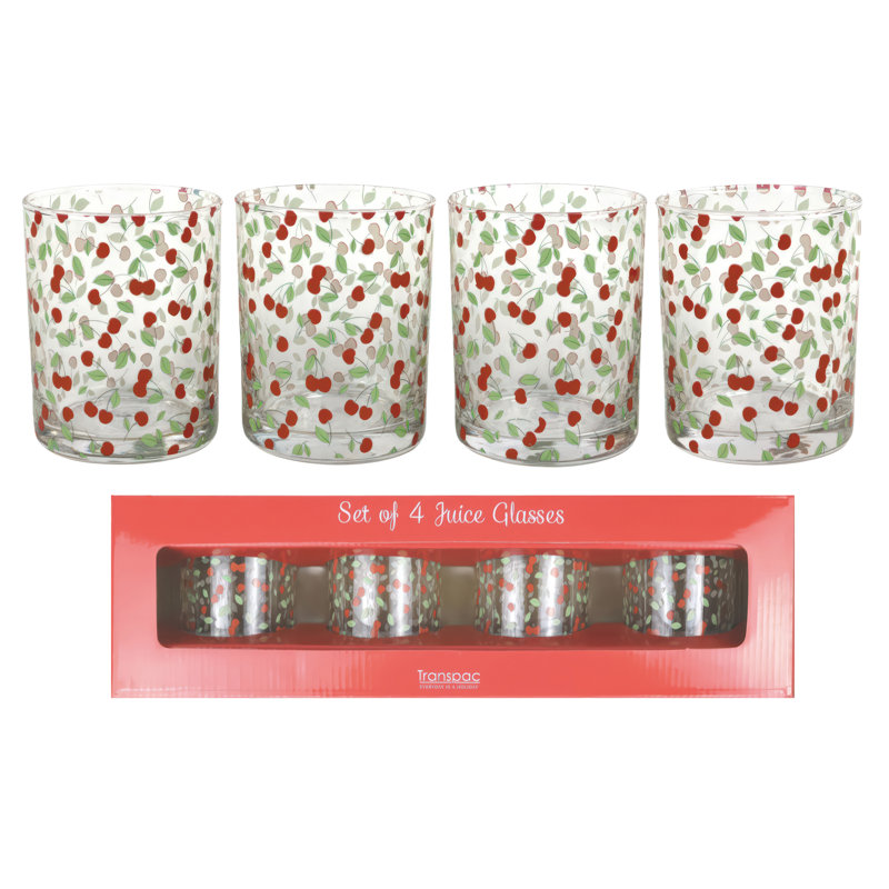Cherry Drinking Glasses Set of 4