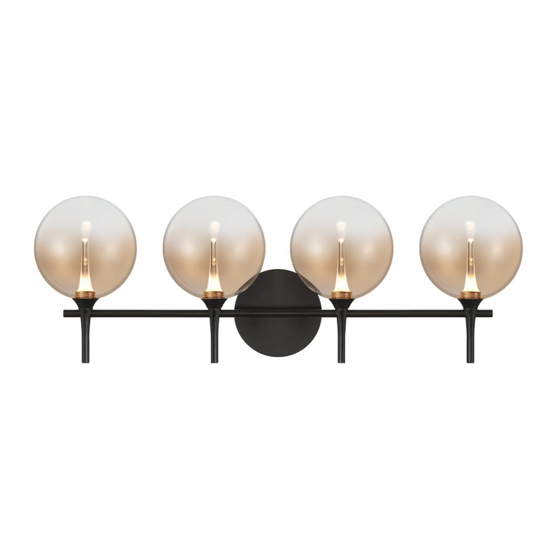 Meuble-lavabo Iissa, 4 Lt, verre, Ambre, Noir mat