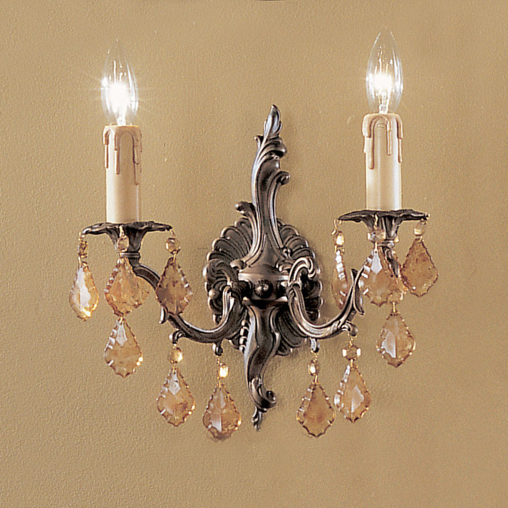 Lampe murale bougie 2 lumières Parisian, Ambre de roche italien