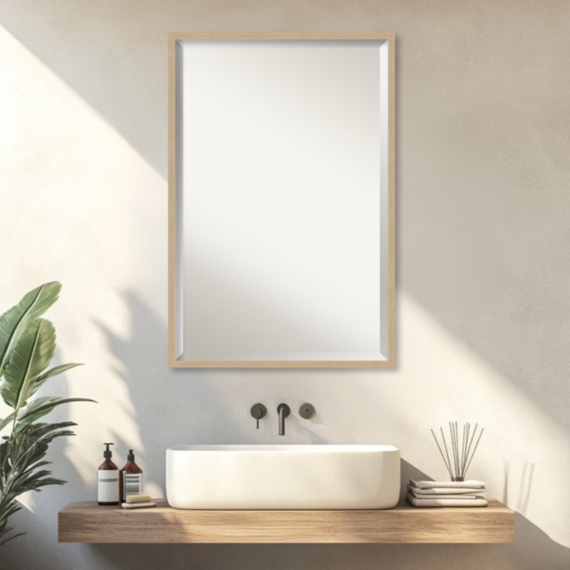 Miroir mural de salle de bain Alberto, L 25,25 po x H 37,25 po, Emery naturel