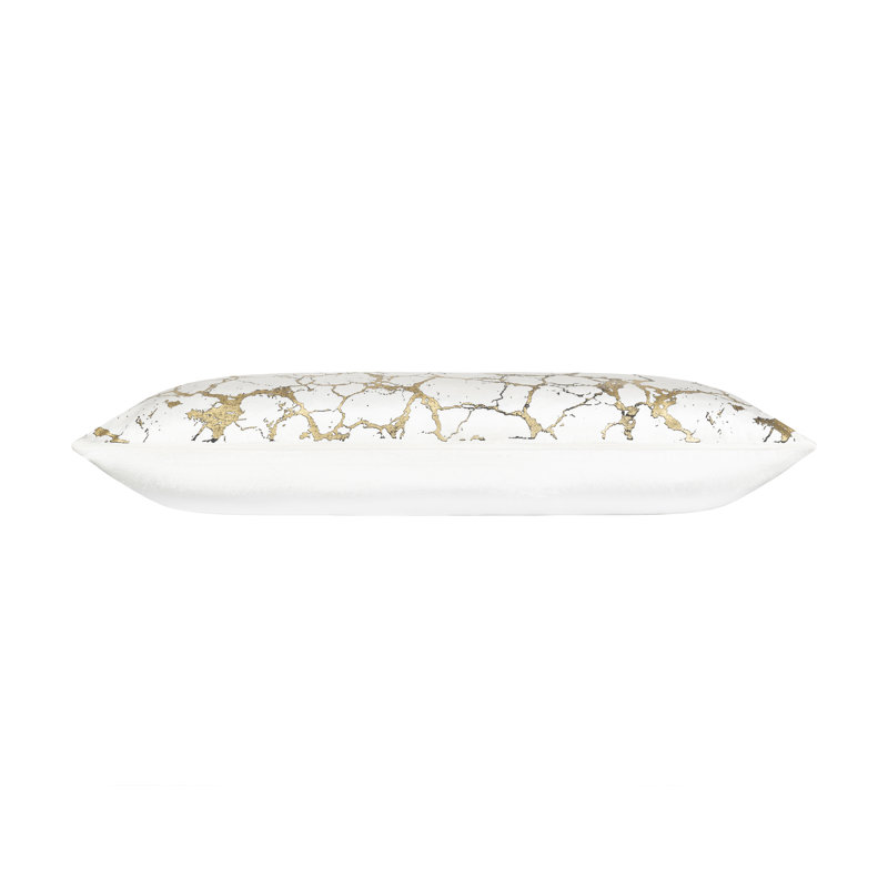 Mila Crackle Abstract Ivory Gold Pillow