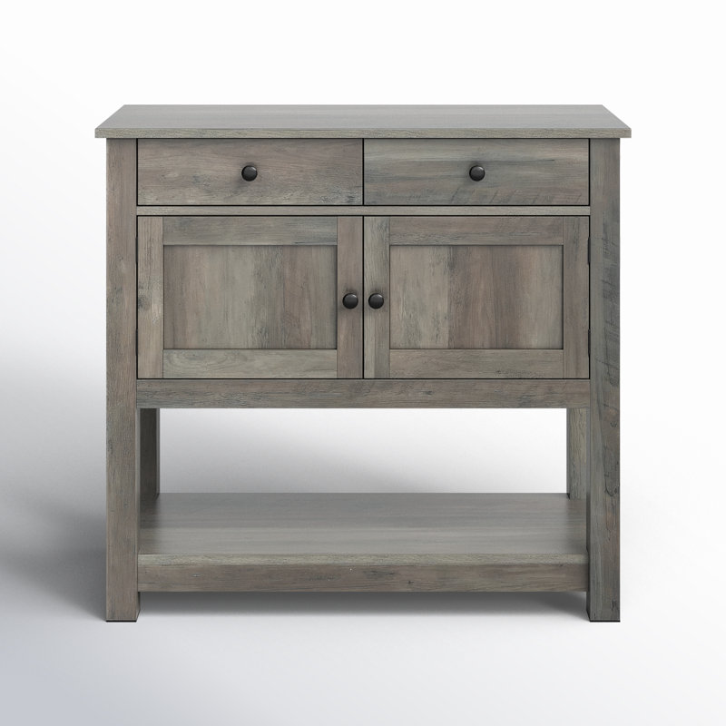 Mazelina Farmhouse 2-Door Cabinet with 2 Drawers Buffet Table for Kitchen