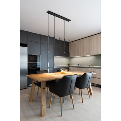 Lustre linéaire noir mat 5 lumières Mahlum