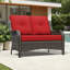 Causeuse en osier 2 places avec coussins rouges amovibles All Weather-1974966907