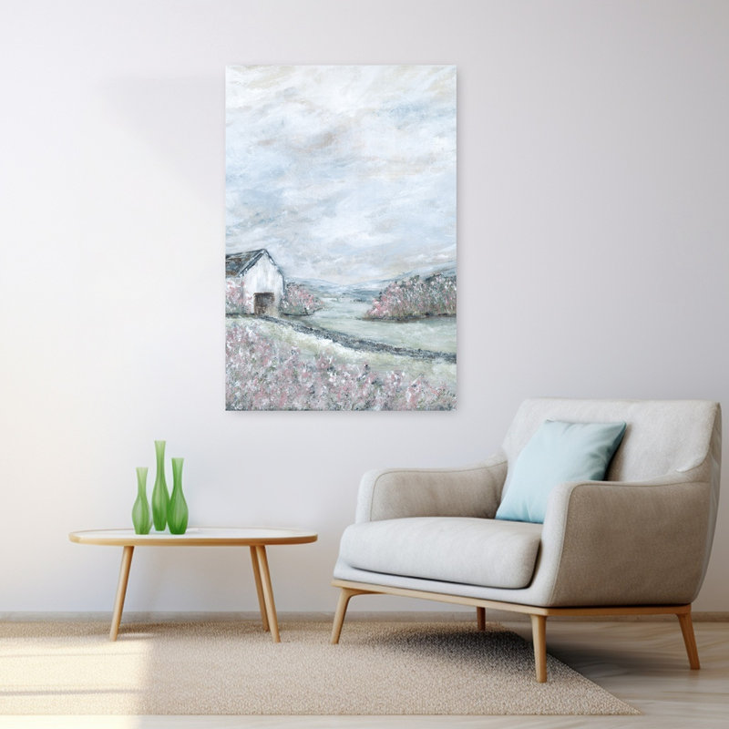 Été, abstrait, paysage contemporain, architecture, art, H 48 po x l 32 po