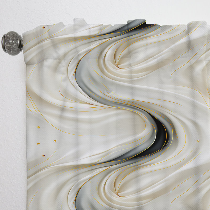 Glamorous Gold And White Marble Pearl Opulence I - Glam Curtain - Velvet Room Darkening - 1 Panel, 52" W x 108" L
