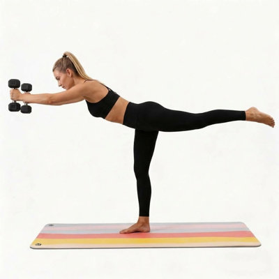 IDEALHOUSE Black and Pink Yoga Mat