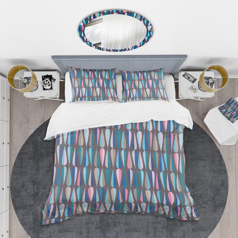Retro Art Deco - Mid century bedding set - Modern Mid-century Bed cover set, Twin Duvet Cover + 1 Sham