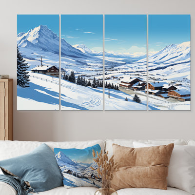 Alpine Mountains Solitude Winter Glow II - Mountains Winter 4 Piece Wall Art