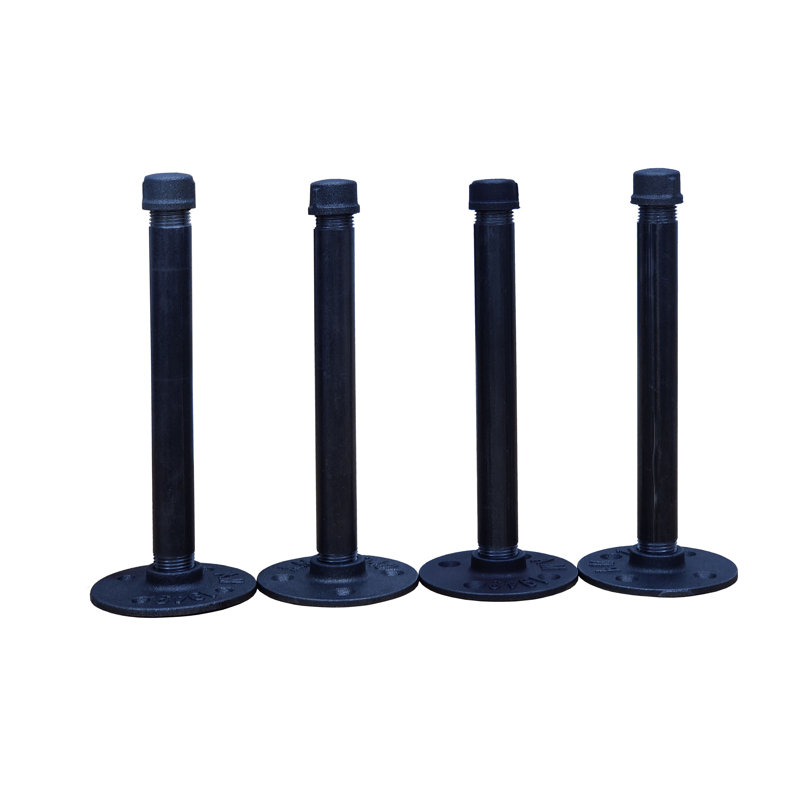 1/2" Black Pipe Wallmount Shelf Brackets 8" End to End Length - Cast Iron Connector