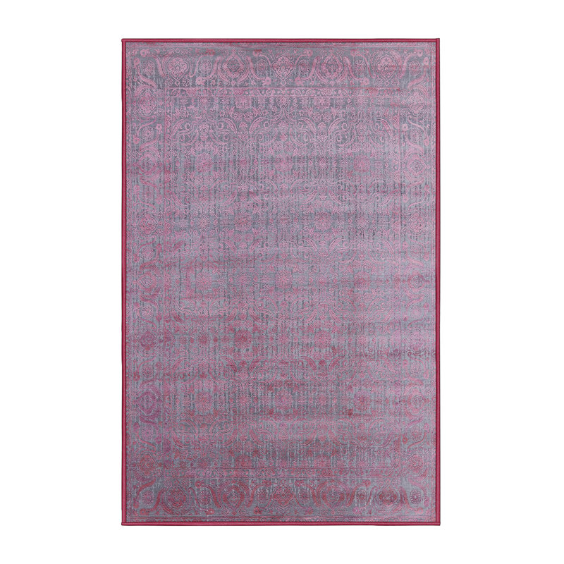 Tapis floral mauve / gris, Tapis de couloir 2 pi x 5 pi