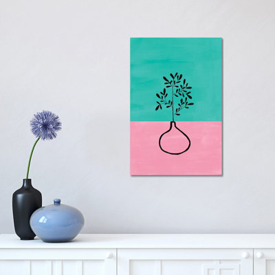 Turquoise House Plant by EnShape - Wrapped Canvas Print