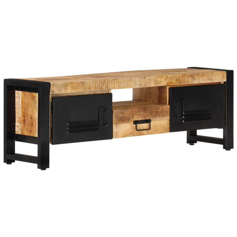 Braymer TV Cabinet 120x30x40 cm Solid Wood, Natural/Black