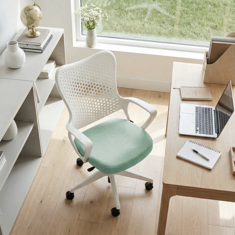 Nouhaus Aeris Ergonomic Office Chair, Mid-back Swivel Desk Chairs with Adjustable Height Tilt Function, Comfy Seat for Home Task, Green