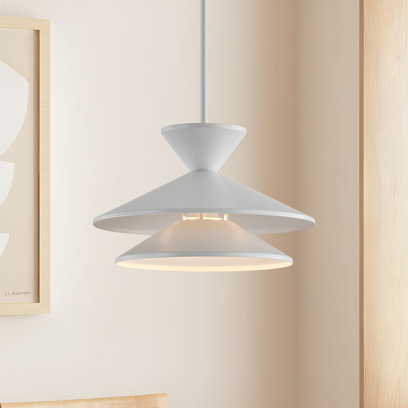 Luminaire suspendu conique à 1 lumière à niveaux en blanc, White