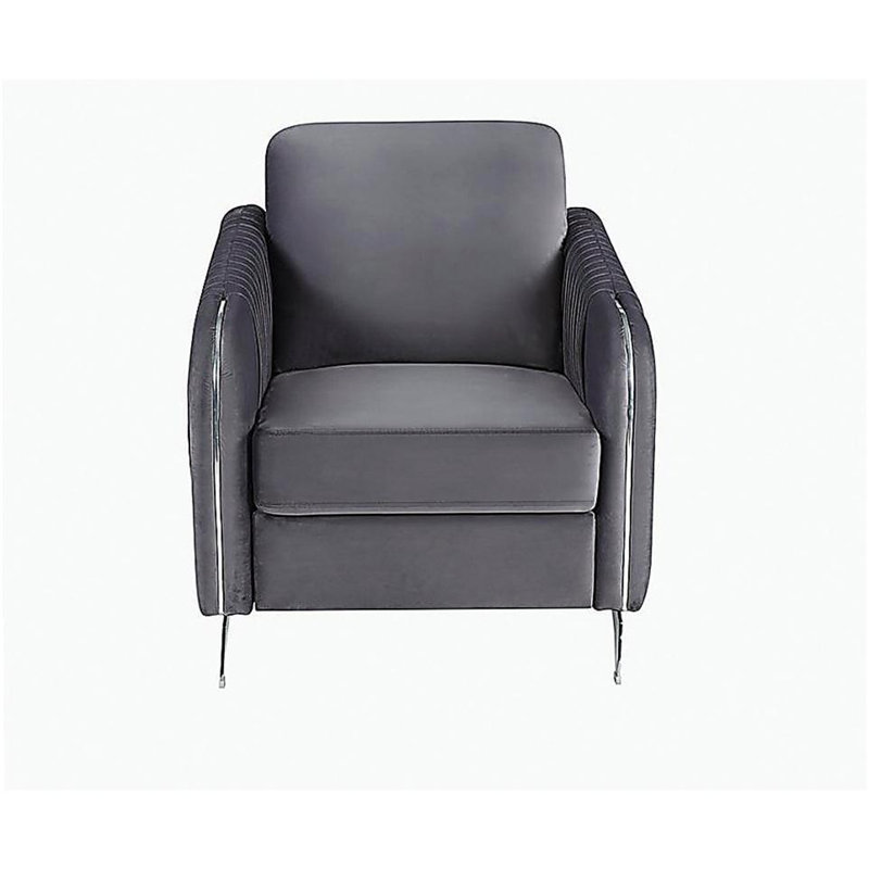 Fauteuil d'appoint moderne chic en velours gris Hadriano