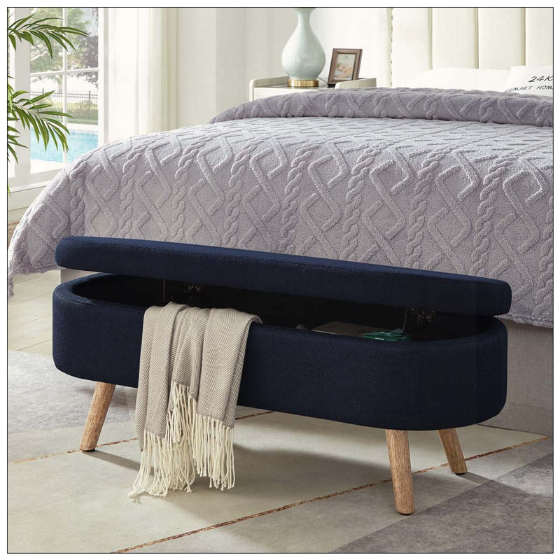 Banc de rangement avec repose-pieds ovale, Navy Blue