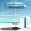 Parasol portatif 6 pi avec table, ancre sable, bleu foncé