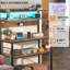 5-Tier Bakers Rack With Power Outlet And LED Lights, Microwave Stand Coffee Bar Station With 6 S-Hooks, Kitchen Storage Shelf And Organizer Rack, Rustic Brown