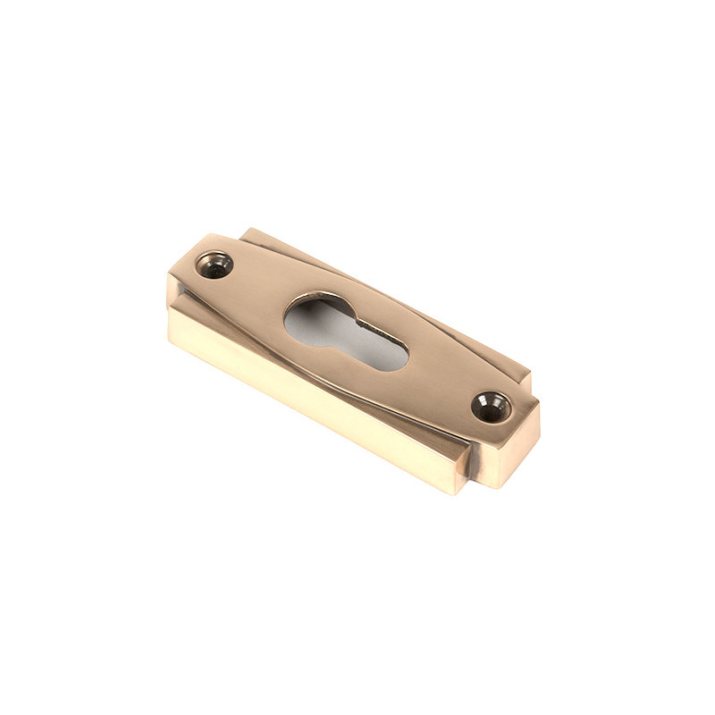 Art Deco Bronze Euro Escutcheon, Polished Bronze