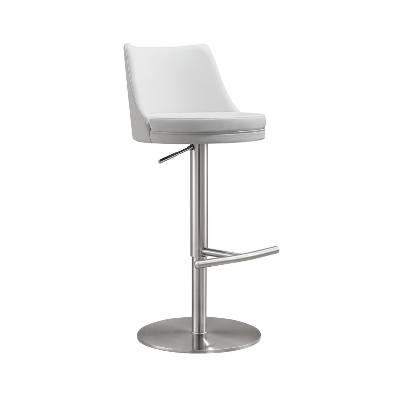 Tabouret pivotant à hauteur réglable, Velours blanc