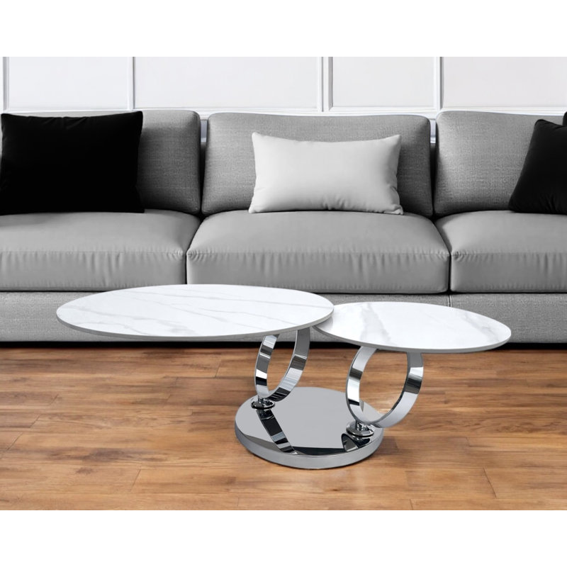 Table basse ronde abstraite Gracie Mills, White / Black
