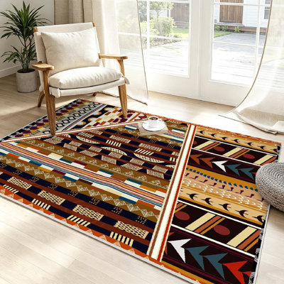 Clear Machine Washable,Indian American Native African Indoor Area Rug