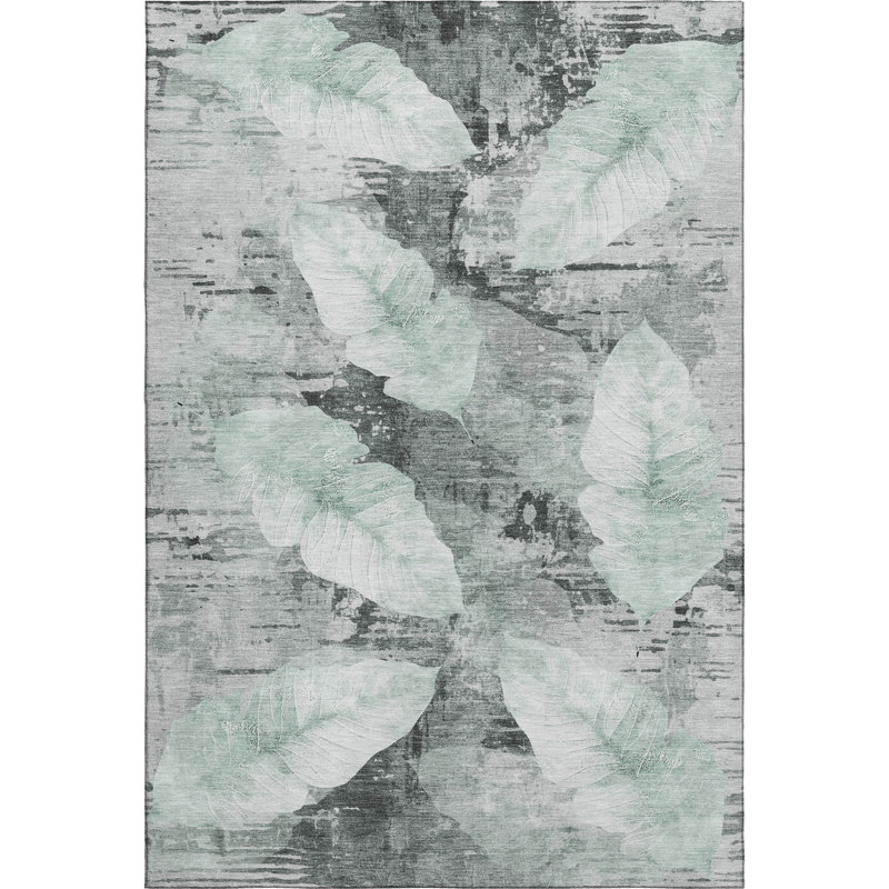 Premium Machine Washable Mayfield floral Rug, 9' x 12', Teal