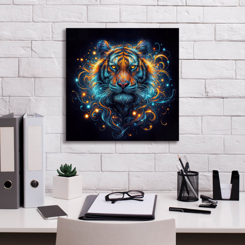  «Tiger Portrait» par Rey Klimt, art mural sur toile, 18 po x 18 po, H 18 po x l 18 po