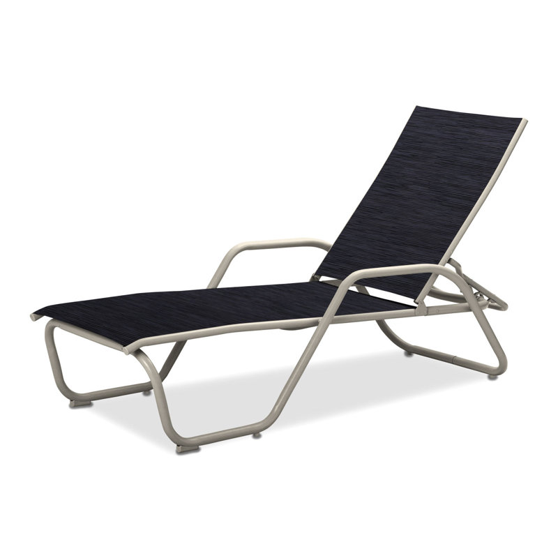Outdoor Rust-Resistant Metal Chaise Lounge, Textured Warm Gray, Collect Indigo